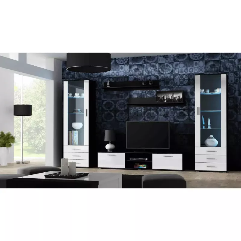 Set de estantes flotantes de pared Cama Meble SOHO 1250×200×200 mm, tablero de partículas, negro mate (dos estantes)