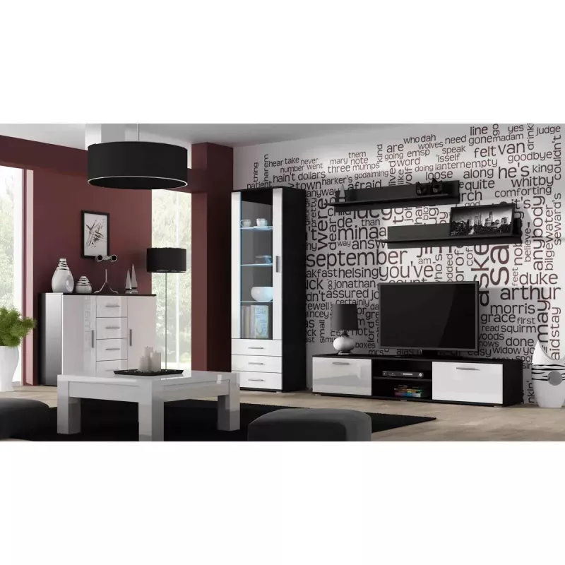 Set de estantes flotantes de pared Cama Meble SOHO 1250×200×200 mm, tablero de partículas, negro mate (dos estantes)