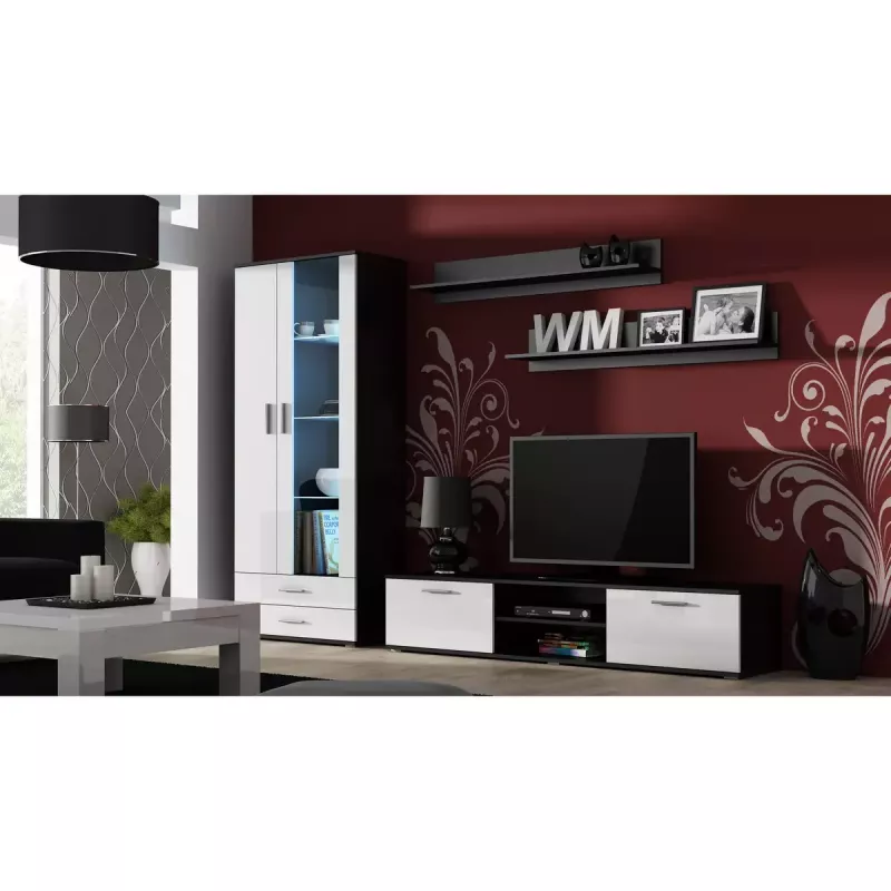 Set de estantes flotantes de pared Cama Meble SOHO 1250×200×200 mm, tablero de partículas, negro mate (dos estantes)