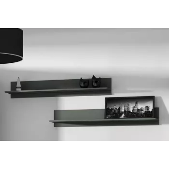 Set de estantes flotantes de pared Cama Meble SOHO 1250×200×200 mm, tablero de partículas, negro mate (dos estantes)