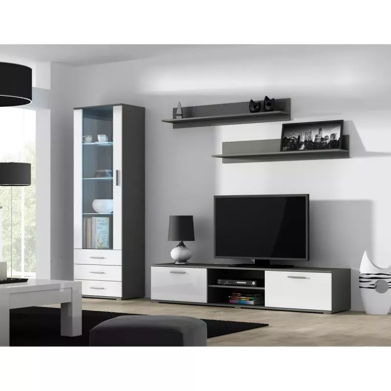Set de estantes flotantes de pared Cama Meble SOHO, 2 estantes, 1250×200×200 mm, tablero de partículas, gris mate