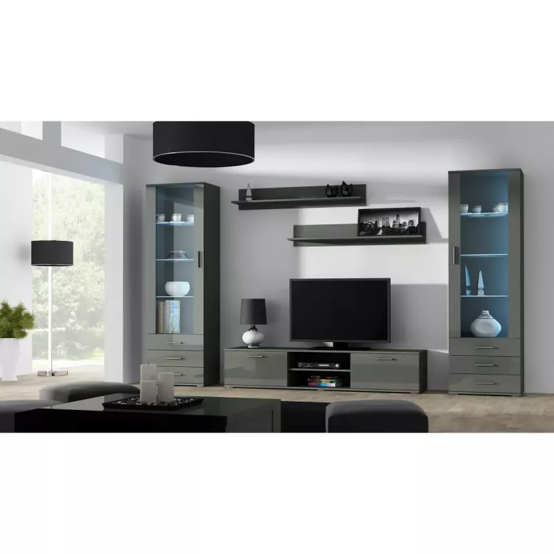 Set de estantes flotantes de pared Cama Meble SOHO, 2 estantes, 1250×200×200 mm, tablero de partículas, gris mate