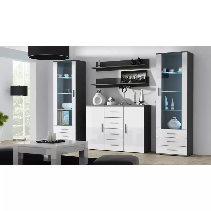 Set de estantes flotantes de pared Cama Meble SOHO, 2 estantes, 1250×200×200 mm, tablero de partículas, gris mate