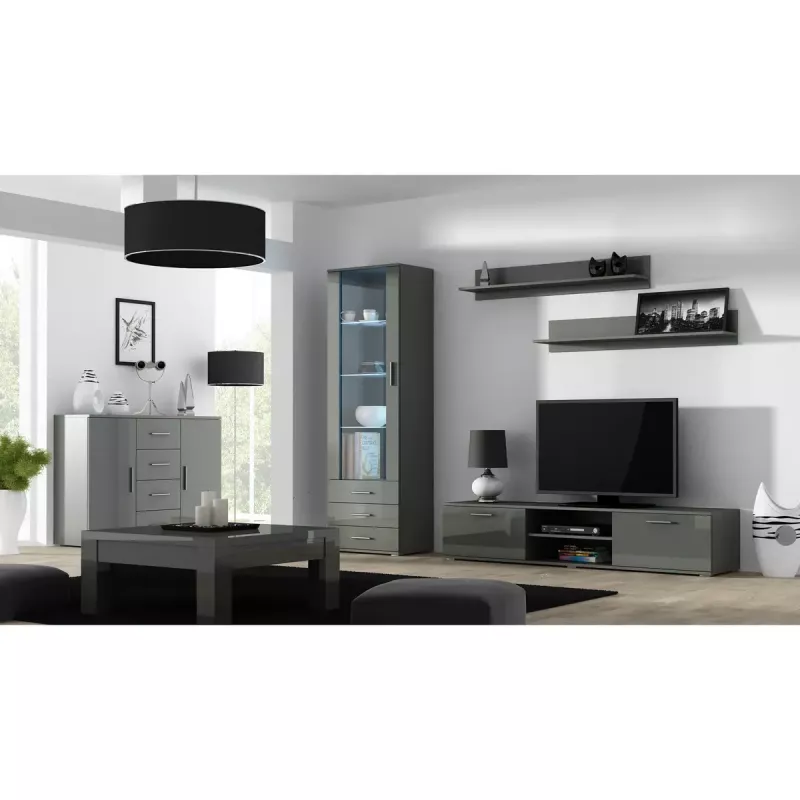 Set de estantes flotantes de pared Cama Meble SOHO, 2 estantes, 1250×200×200 mm, tablero de partículas, gris mate
