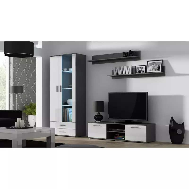 Set de estantes flotantes de pared Cama Meble SOHO, 2 estantes, 1250×200×200 mm, tablero de partículas, gris mate