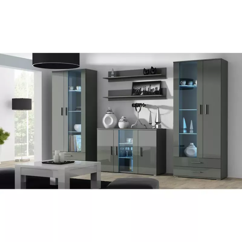 Set de estantes flotantes de pared Cama Meble SOHO, 2 estantes, 1250×200×200 mm, tablero de partículas, gris mate