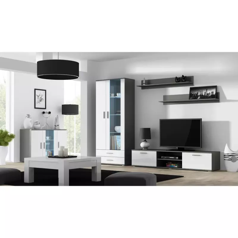 Set de estantes flotantes de pared Cama Meble SOHO, 2 estantes, 1250×200×200 mm, tablero de partículas, gris mate