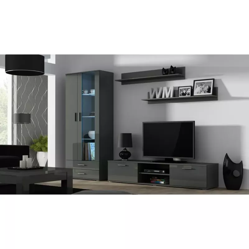 Set de estantes flotantes de pared Cama Meble SOHO, 2 estantes, 1250×200×200 mm, tablero de partículas, gris mate