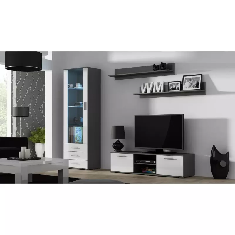 Set de estantes flotantes de pared Cama Meble SOHO, 2 estantes, 1250×200×200 mm, tablero de partículas, gris mate