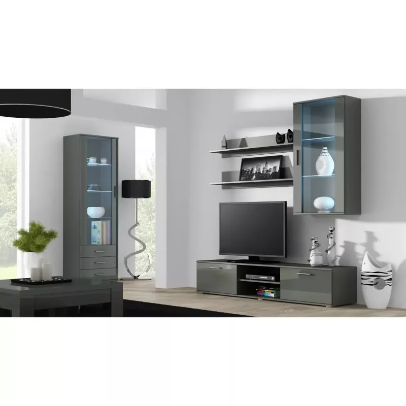 Set de estantes flotantes de pared Cama Meble SOHO, 2 estantes, 1250×200×200 mm, tablero de partículas, gris mate