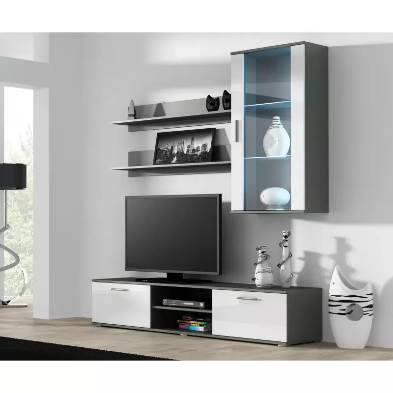 Set de estantes flotantes de pared Cama Meble SOHO, 2 estantes, 1250×200×200 mm, tablero de partículas, gris mate