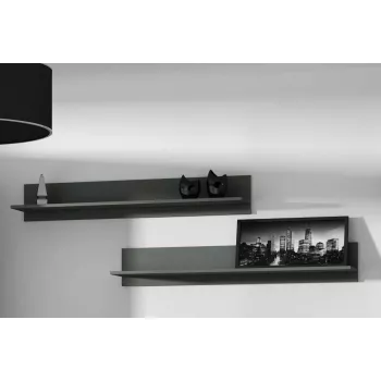 Set de estantes flotantes de pared Cama Meble SOHO, 2 estantes, 1250×200×200 mm, tablero de partículas, gris mate
