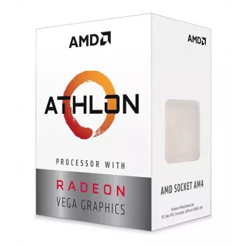 Procesador de sobremesa AMD Athlon 3000G — 2 núcleos, 4 hilos, 3,5 GHz, 4 MB L3, zócalo AM4, 35 W, iGPU Vega 3