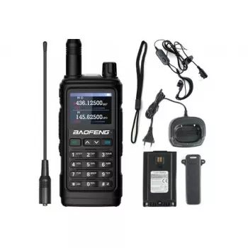 Walkie-talkie Baofeng UV-17E — 5 W, batería de 1800 mAh, VOX, linterna, radio FM, alcance de hasta 10 km, negro (pack de 2)
