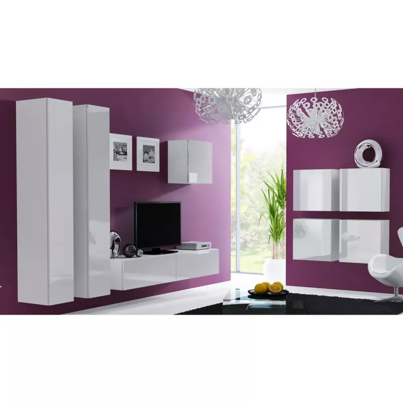 Armario de almacenamiento de pared cama meble VIGO 180 — 1800×400×300 mm, blanco/blanco brillo