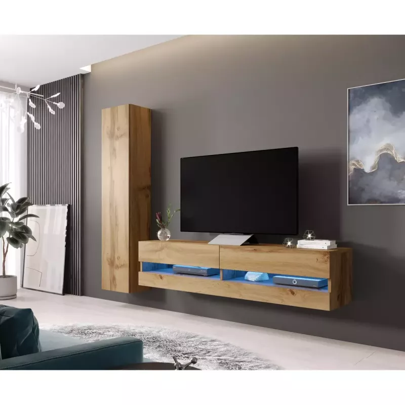 Armario de almacenamiento de pared Cama Meble VIGO 180, 1800×400×300 mm, roble Wotan