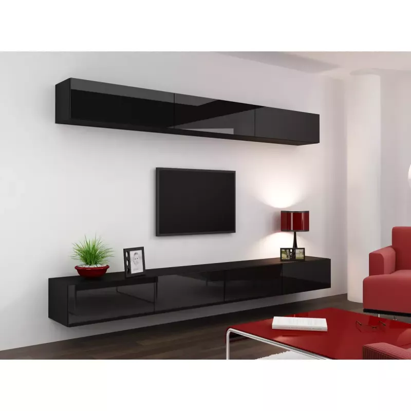 Armario de almacenamiento cama meble VIGO 90 — de pared, 900×350×320 mm, negro/negro brillo