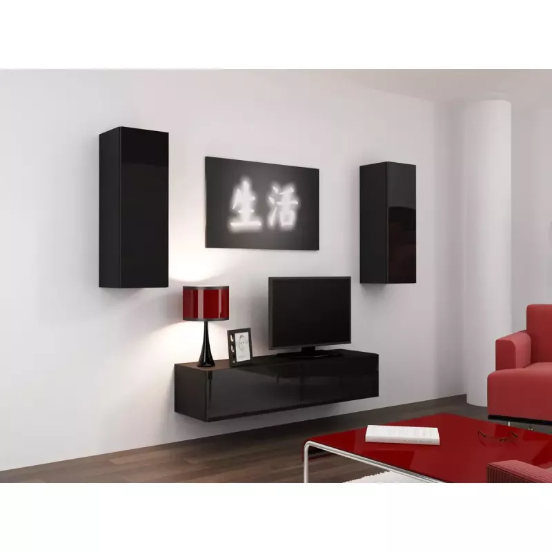 Armario de almacenamiento cama meble VIGO 90 — de pared, 900×350×320 mm, negro/negro brillo