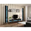 Estantería de pared cama meble VIGO NEW 180×40×30 cm blanco/negro brillo
