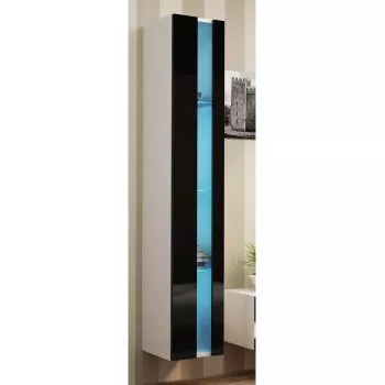 Estantería de pared cama meble VIGO NEW 180×40×30 cm blanco/negro brillo