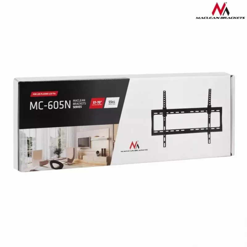 Soporte de pared para TV MACLEAN MC-605, soporte fijo inclinable, VESA 75x75–600x400, hasta 55 kg, para pantallas de 32–80 inch