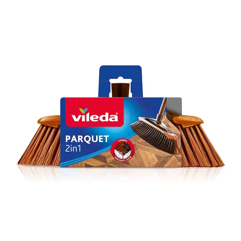 Escoba de interior VILEDA modelo 136082 con cerdas de plástico suaves/duras y mango, bronce