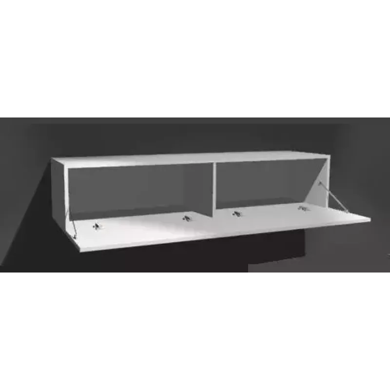 Soporte de TV cama meble VIGO 180 — 1800×400×300 mm, parte superior blanca, marco blanco, tablero de partículas