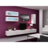 Soporte de TV Cama Meble VIGO 140, 1400×400×300 mm, parte superior blanco brillante, tablero de partículas, marco blanco