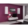 Soporte de TV Cama Meble VIGO 140, 1400×400×300 mm, parte superior blanco brillante, tablero de partículas, marco blanco