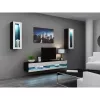 Soporte de TV Cama Meble VIGO NEW 30/140/40, 1400×400×300 mm, parte superior negra, tablero de partículas, marco negro
