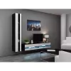Soporte de TV Cama Meble VIGO NEW 30/140/40, 1400×400×300 mm, parte superior negra, tablero de partículas, marco negro