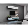 Soporte de TV Cama Meble VIGO NEW 30/140/40, 1400×400×300 mm, parte superior negra, tablero de partículas, marco negro