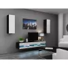 Soporte de TV Cama Meble VIGO NEW 30/140/40, 1400×400×300 mm, parte superior negra, tablero de partículas, marco negro