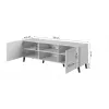 Mueble de TV cama meble ABETO 150x42x52 cm, negro brillante, tablero MDF, marco negro