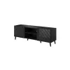 Mueble de TV cama meble ABETO 150x42x52 cm, negro brillante, tablero MDF, marco negro