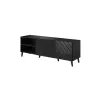 Mueble de TV cama meble ABETO 150x42x52 cm, negro brillante, tablero MDF, marco negro