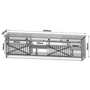 Mueble TV Cama Meble GRANERO RTV 200x56,7x35 cm — parte superior blanca, cuerpo de aglomerado