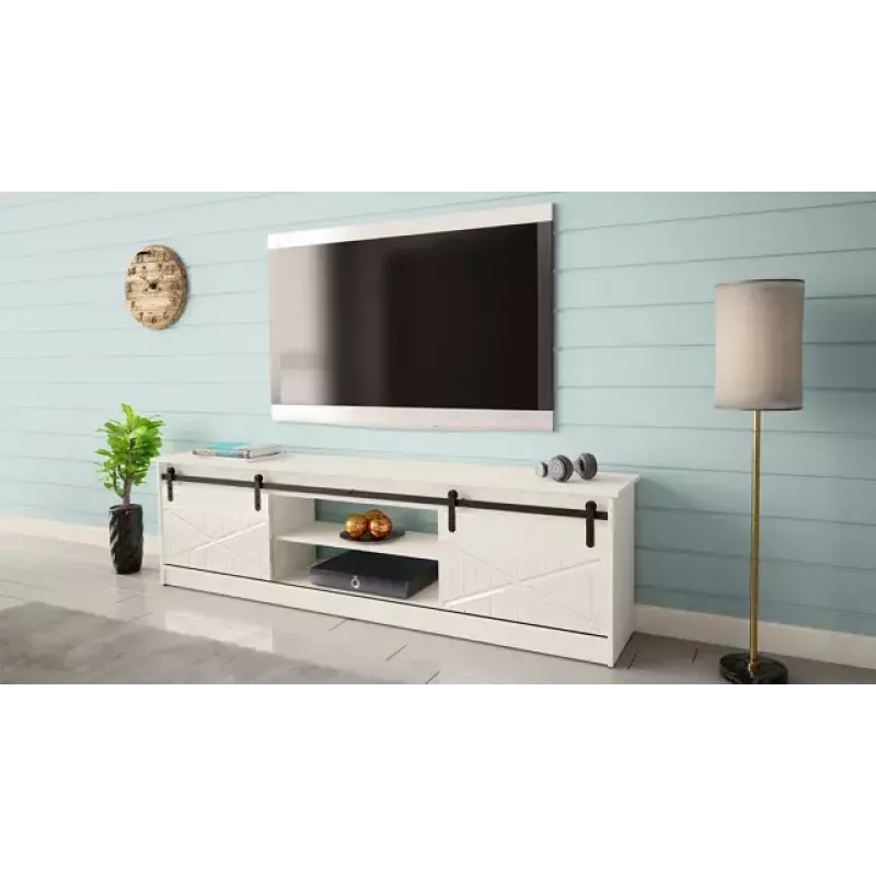 Mueble TV Cama Meble GRANERO RTV 200x56,7x35 cm — parte superior blanca, cuerpo de aglomerado