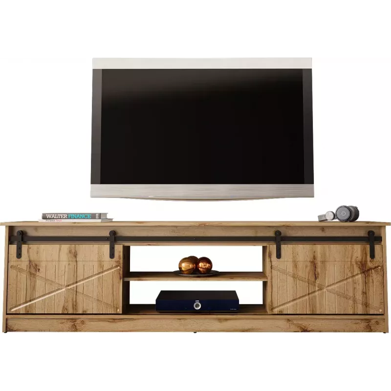 Mueble TV Cama Meble GRANERO RTV, acabado roble Wotan, 2000×350×567 mm