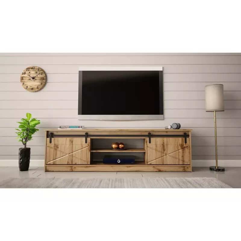 Mueble TV Cama Meble GRANERO RTV, acabado roble Wotan, 2000×350×567 mm