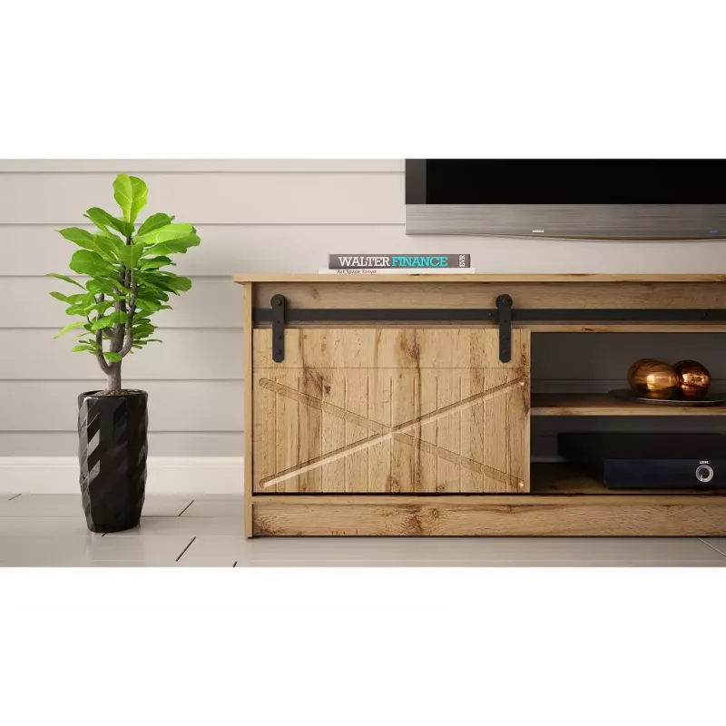 Mueble TV Cama Meble GRANERO RTV, acabado roble Wotan, 2000×350×567 mm