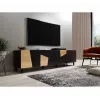 Mueble TV cama meble ETNA 200×42×52 cm, parte superior negra mate, marco de roble