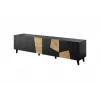 Mueble TV cama meble ETNA 200×42×52 cm, parte superior negra mate, marco de roble