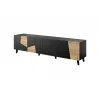 Mueble TV cama meble ETNA 200×42×52 cm, parte superior negra mate, marco de roble