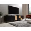 Mueble TV cama meble ETNA 200×42×52 cm, parte superior negra mate, marco de roble