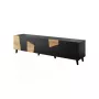 Mueble TV cama meble ETNA 200×42×52 cm, parte superior negra mate, marco de roble