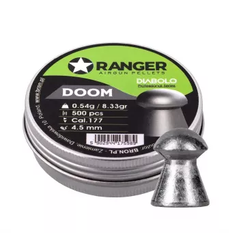 Diábolo para carabina de aire RANGER 4,5 mm Diabolo Professional Doom, 0,54 g, 500 uds., dispensador de aluminio