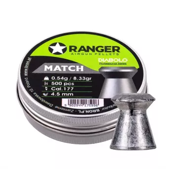 Balines para carabina de aire RANGER PRORO 4,5 mm Diabolo — 500 uds., plata, dispensador de aluminio