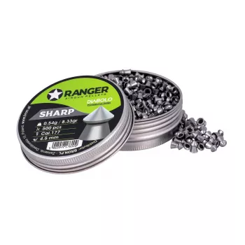Balines diábolo RANGER PRORO.45.500.S — 4,5 mm Diabolo punta afilada, 500 uds., dispensador de aluminio