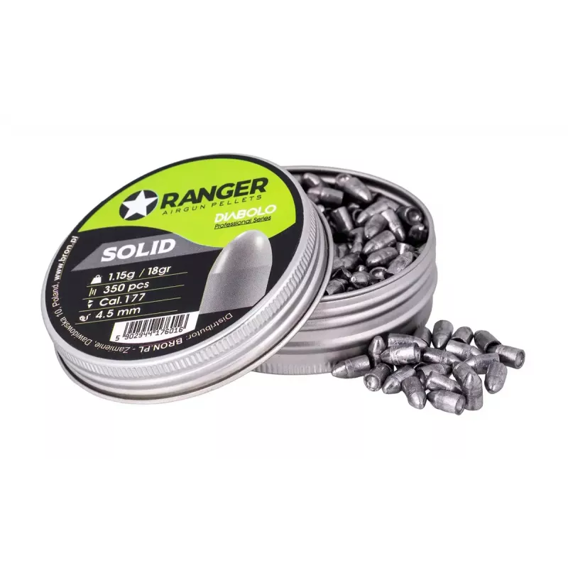 RANGER Diabolo Professional Solid PRORO.45.350 balines para armas de aire comprimido 4,5 mm, semirredondos, 1,15 g, 350 uds.